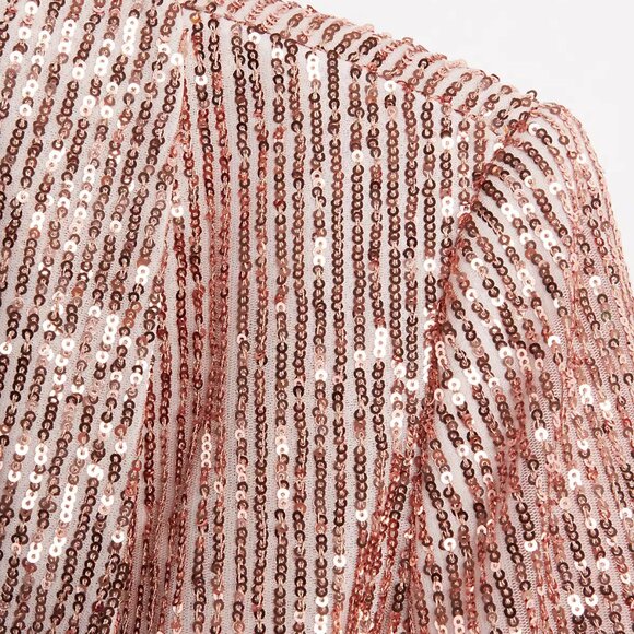 Rose Gold Sequin LOFT Blazer - Size 12 - Perfect for New Years! - Picture 1 of 3